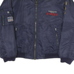 American City Mens Navy Blue Street Logo Bomber Jacket L Polyester Zip