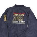 American City Mens Navy Blue Street Logo Bomber Jacket L Polyester Zip