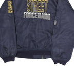 American City Mens Navy Blue Street Logo Bomber Jacket L Polyester Zip