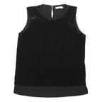 CALVIN KLEIN Womens Black Sleeveless Round Neck Top L Smooth Velvety Finish