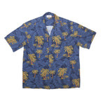 PARADISE FOUND Mens Blue Tropical Print Cotton Shirt XL Summer Beachwear Casual