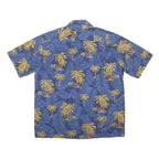PARADISE FOUND Mens Blue Tropical Print Cotton Shirt XL Summer Beachwear Casual