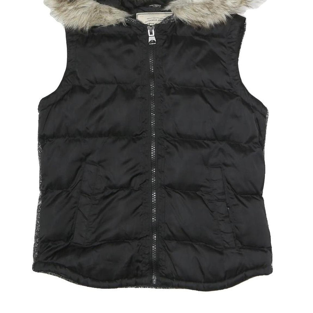 ZARA Womens Black & Grey Puffer Sleeveless Jacket M Polyester Blend Zip Hooded