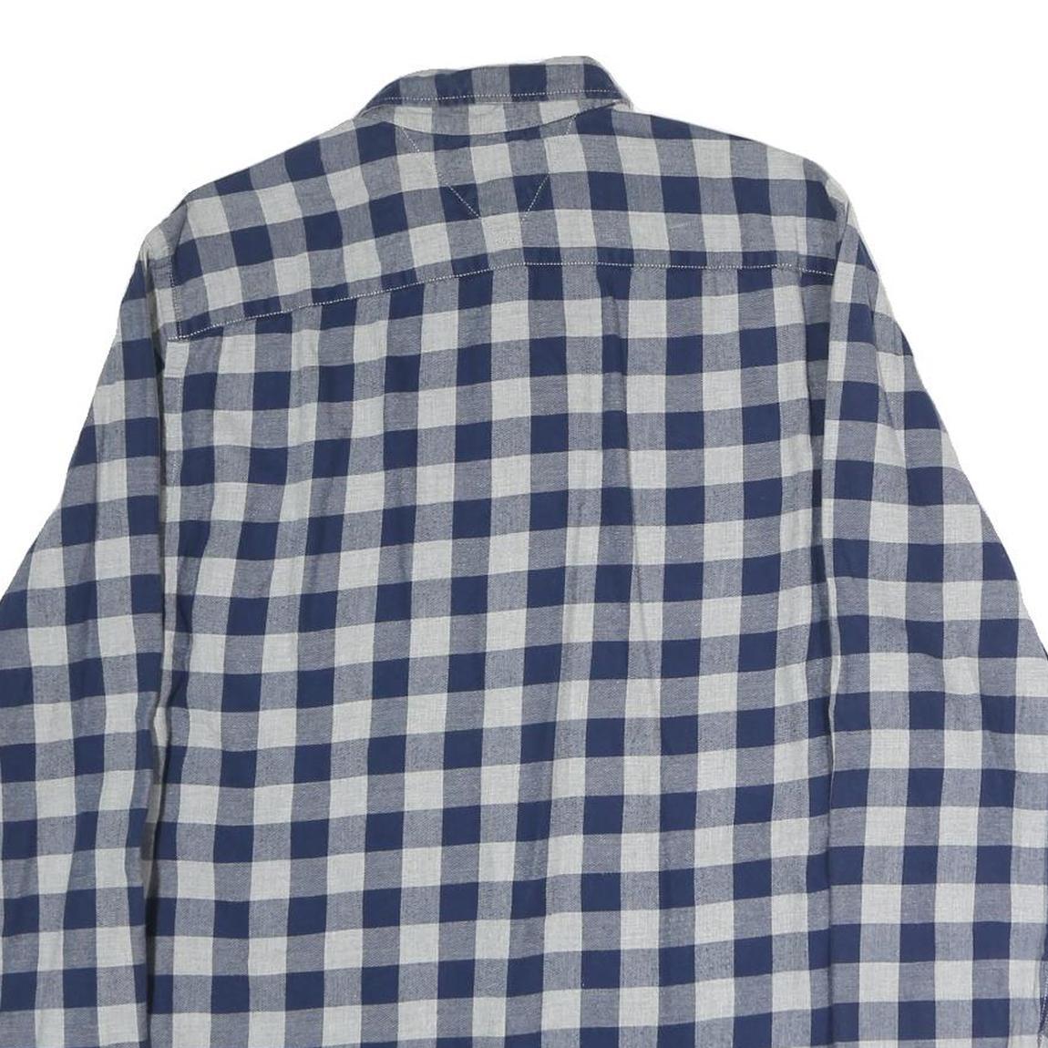 TOMMY HILFIGER Mens Blue & Grey Check Shirt M Casual Cotton Button Down