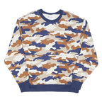 CHAMPION Mens Blue & Brown Camo Crew Neck XL Cotton Blend Sweatshirt