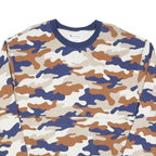 CHAMPION Mens Blue & Brown Camo Crew Neck XL Cotton Blend Sweatshirt