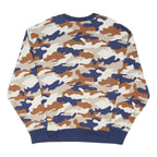 CHAMPION Mens Blue & Brown Camo Crew Neck XL Cotton Blend Sweatshirt