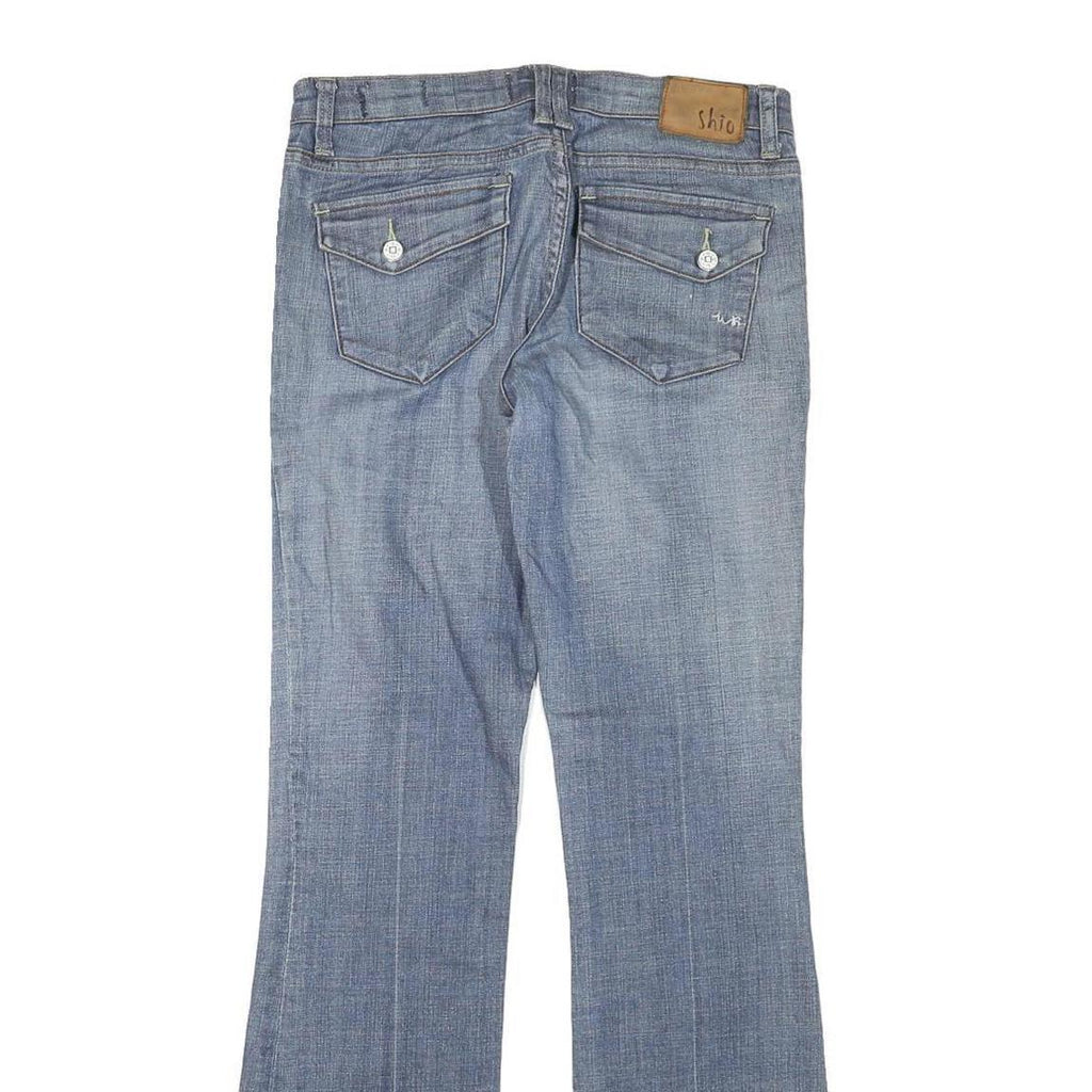 SHIO Womens Blue Regular Fit Flared Denim Jeans W29 L32 Casual Stylish
