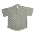 RINNOVATO Mens Grey & Cream Patterned Cotton Shirt XL Short Sleeve Casual