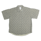 RINNOVATO Mens Grey & Cream Patterned Cotton Shirt XL Short Sleeve Casual