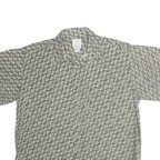 RINNOVATO Mens Grey & Cream Patterned Cotton Shirt XL Short Sleeve Casual