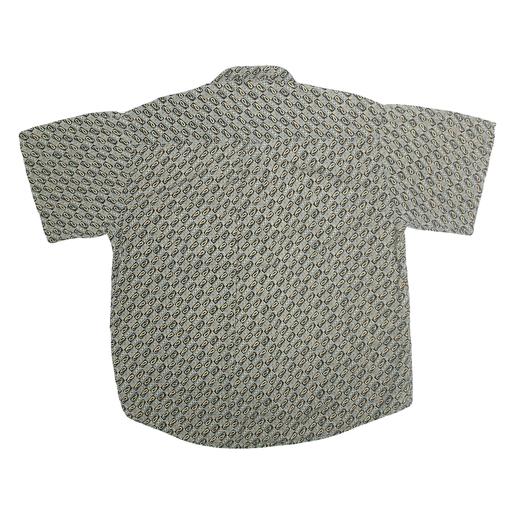 RINNOVATO Mens Grey & Cream Patterned Cotton Shirt XL Short Sleeve Casual