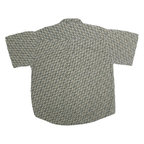 RINNOVATO Mens Grey & Cream Patterned Cotton Shirt XL Short Sleeve Casual