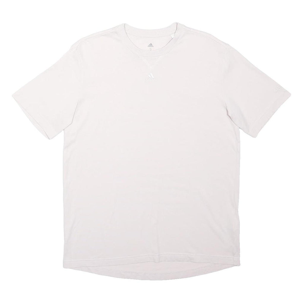 ADIDAS Mens White S Cotton Blend T-Shirt Short Sleeve Crew Neck Sportswear