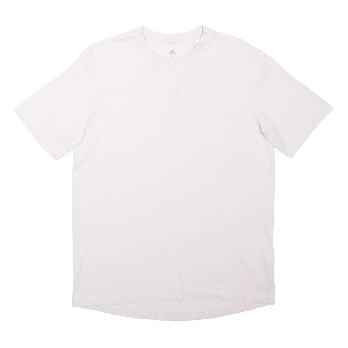 ADIDAS Mens White S Cotton Blend T-Shirt Short Sleeve Crew Neck Sportswear