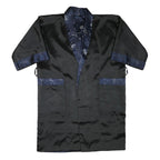 Womens Black & Navy Asian Style Jacket XL Silk Blend Plain Embroidered Dragon