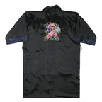 Womens Black & Navy Asian Style Jacket XL Silk Blend Plain Embroidered Dragon