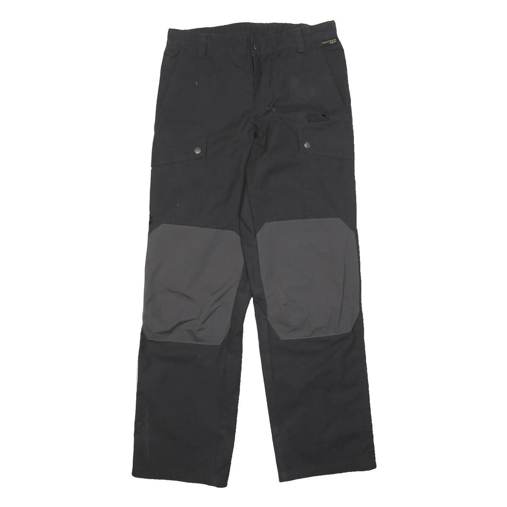 JACK WOLFSKIN Mens Polyester Black & Grey Regular Straight Trousers W28 L30