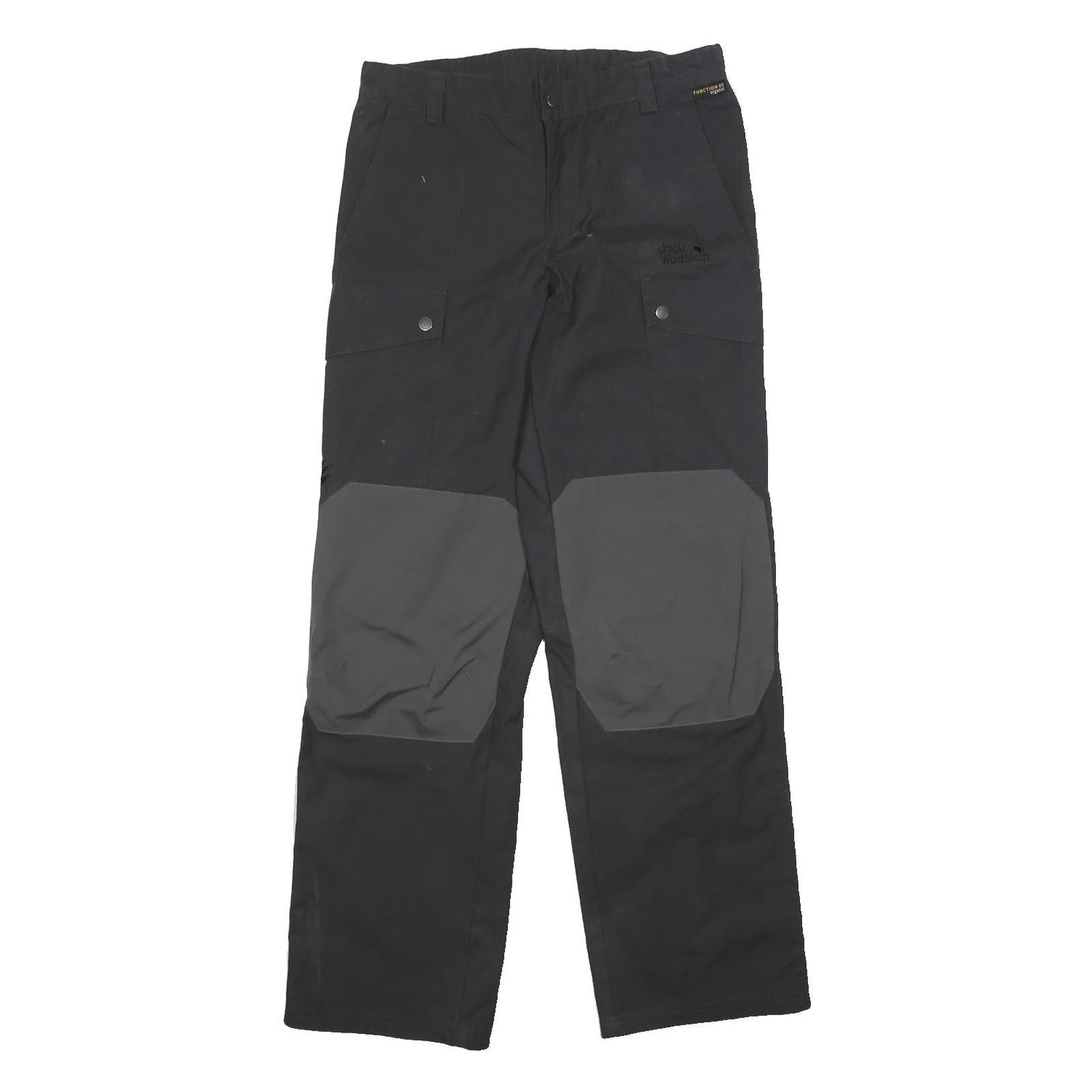 JACK WOLFSKIN Mens Polyester Black & Grey Regular Straight Trousers W28 L30