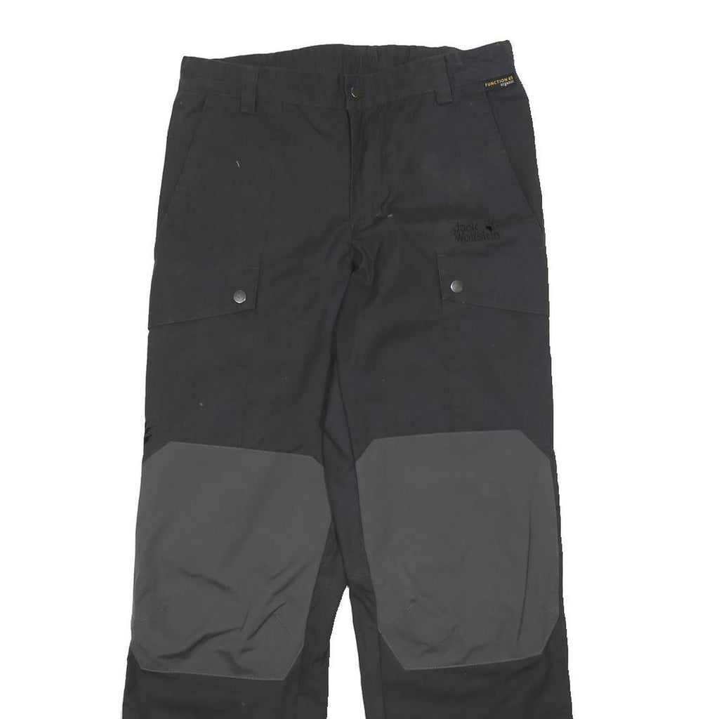 JACK WOLFSKIN Mens Polyester Black & Grey Regular Straight Trousers W28 L30