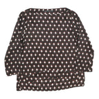 ZARA Womens Brown & Cream Printed Blouse Long Sleeve Round Neck XS Top Geometric