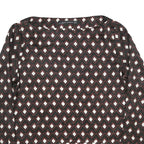 ZARA Womens Brown & Cream Printed Blouse Long Sleeve Round Neck XS Top Geometric