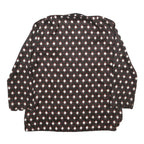 ZARA Womens Brown & Cream Printed Blouse Long Sleeve Round Neck XS Top Geometric