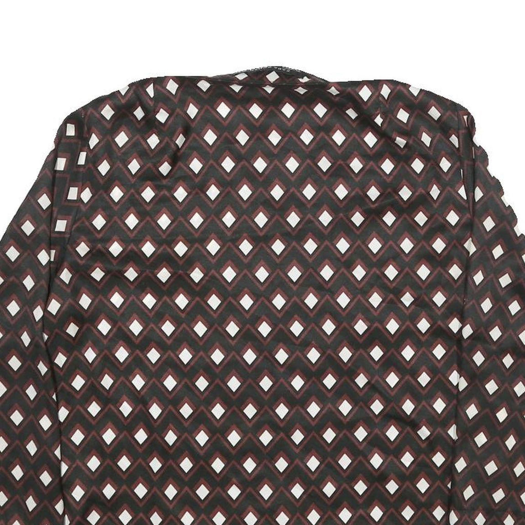 ZARA Womens Brown & Cream Printed Blouse Long Sleeve Round Neck XS Top Geometric