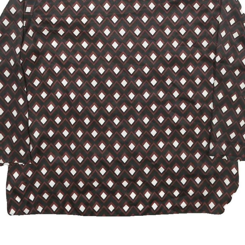 ZARA Womens Brown & Cream Printed Blouse Long Sleeve Round Neck XS Top Geometric