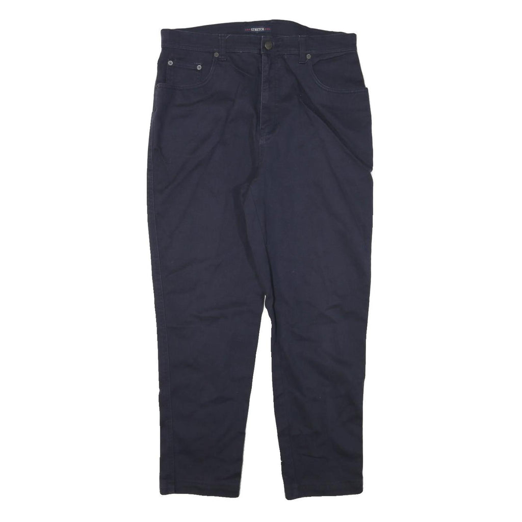 BILLBLASS Womens Slim Navy Blue Cotton Blend Zip Trousers W34 L27 Casual