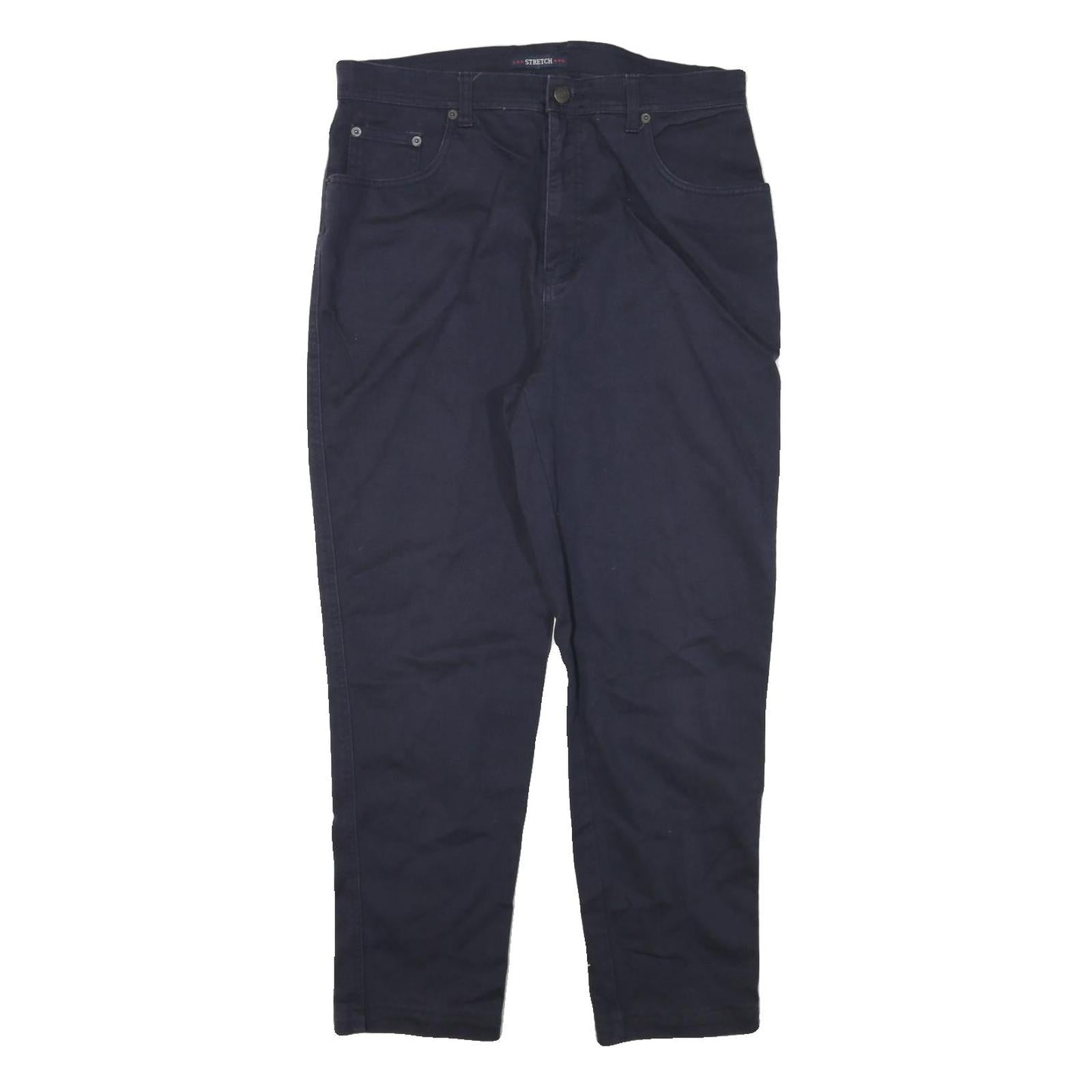 BILLBLASS Womens Slim Navy Blue Cotton Blend Zip Trousers W34 L27 Casual