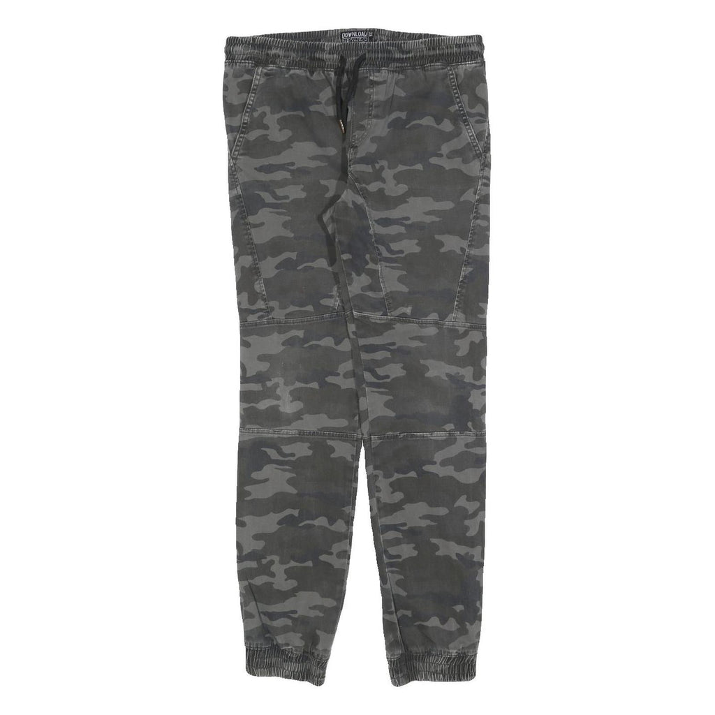 DOWNLOAD Mens Cotton Blend Slim Camo Print Drawstring Trousers W30 L30