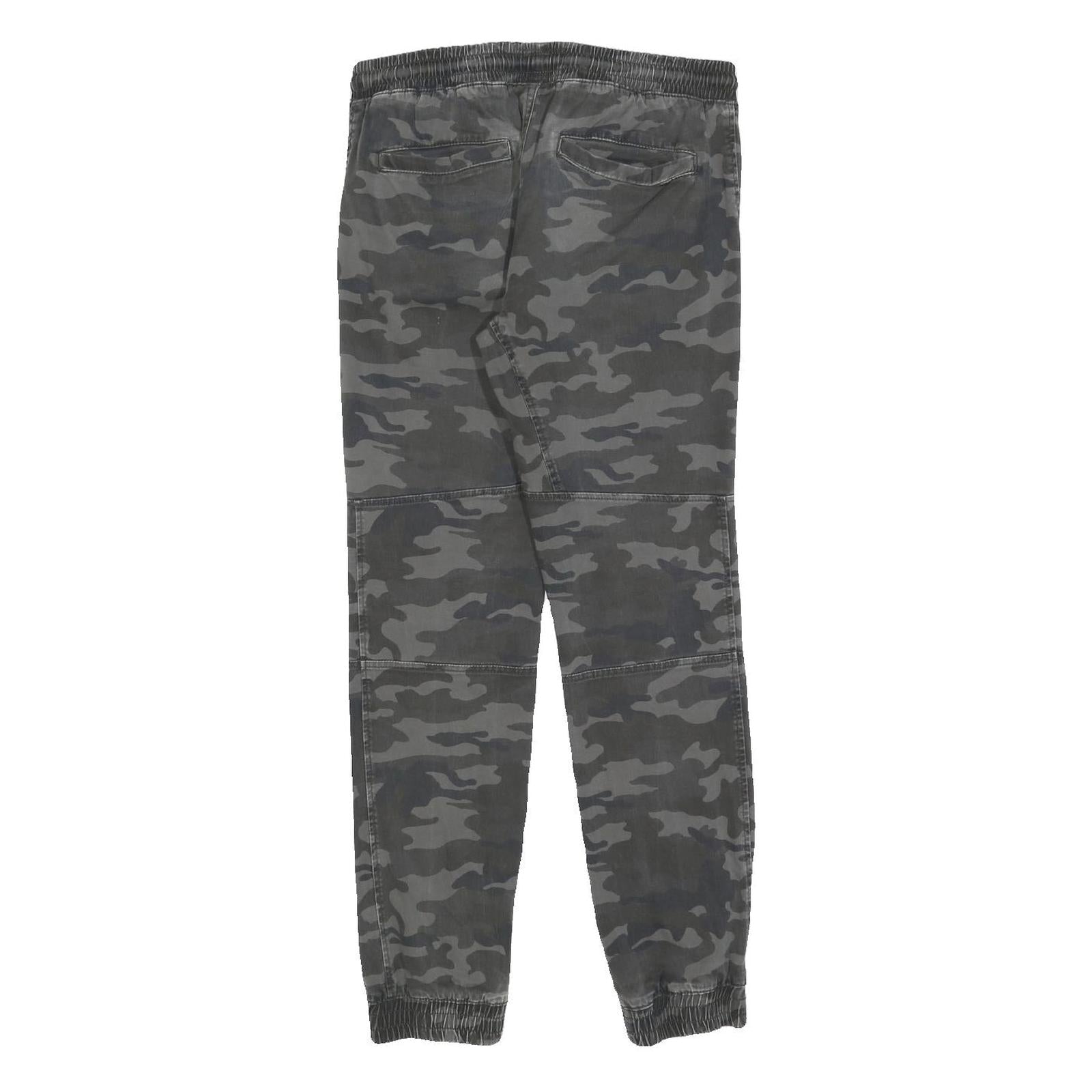 DOWNLOAD Mens Cotton Blend Slim Camo Print Drawstring Trousers W30 L30