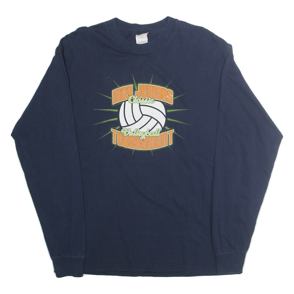 GILDEN Mens Navy Blue Indy Juniors Volleyball Tournament Graphic Long Sleeve