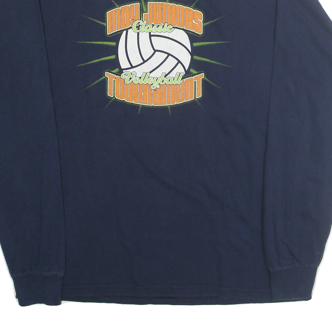 GILDEN Mens Navy Blue Indy Juniors Volleyball Tournament Graphic Long Sleeve