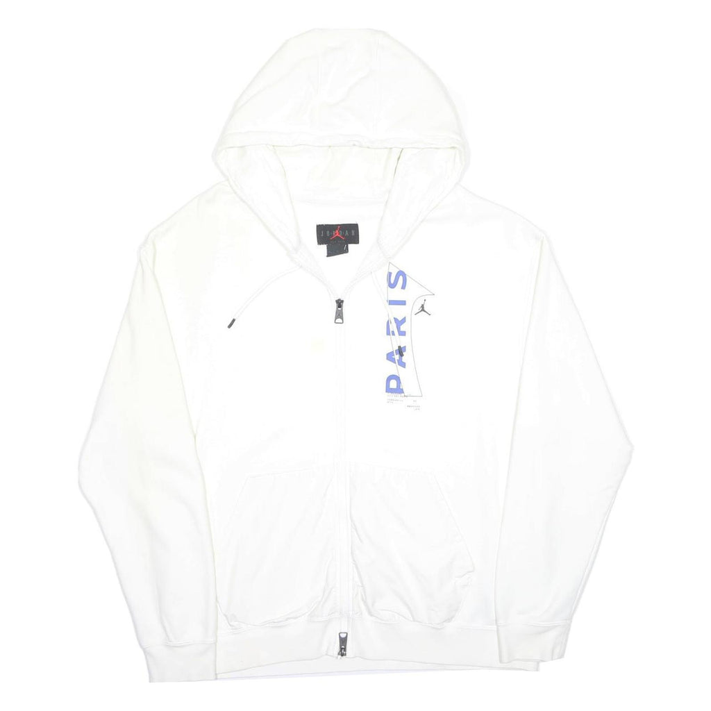 AIR JORDAN Mens White Paris Full Zip Hoodie XL Cotton Blend Sweatshirt