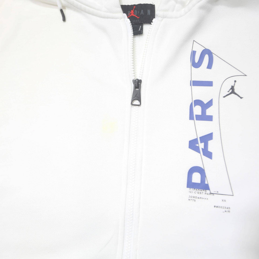 AIR JORDAN Mens White Paris Full Zip Hoodie XL Cotton Blend Sweatshirt