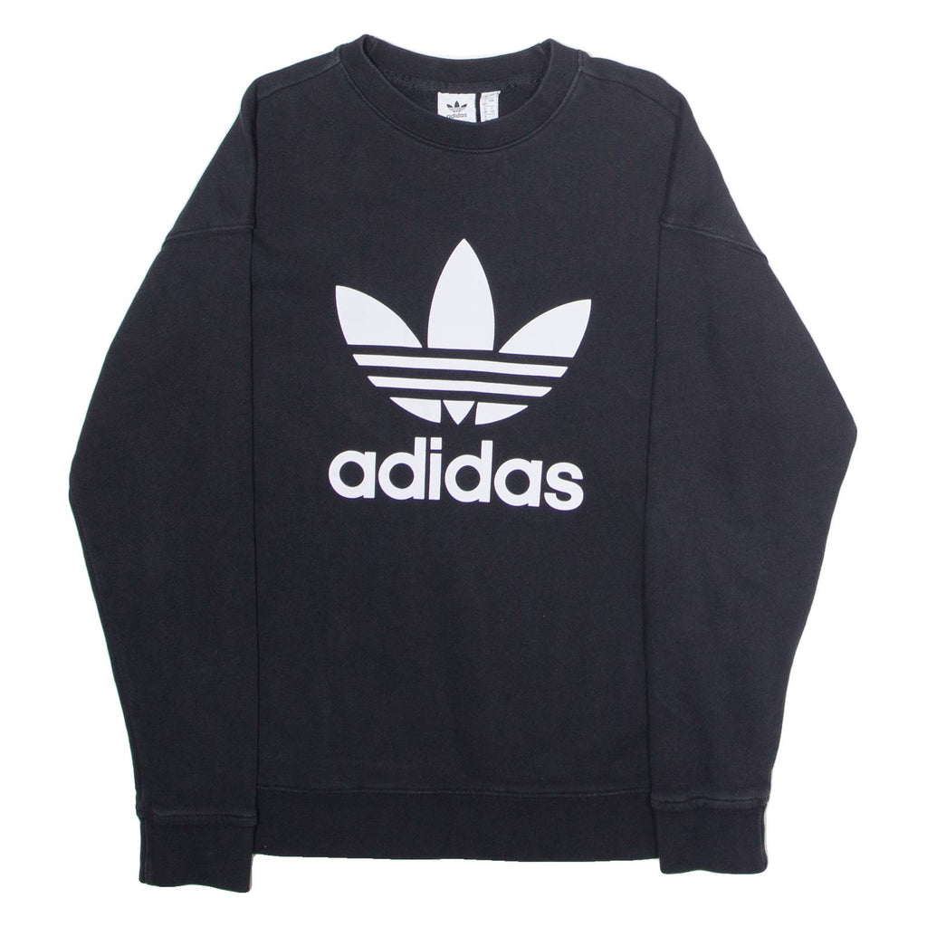 ADIDAS ORIGINALS Womens Sweatshirt Black Crew Neck UK 12
