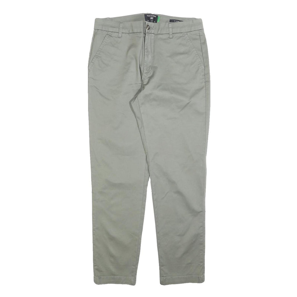 DOCKERS Womens Cotton Blend Slim Beige Trousers W30 L28 Classic Zip Pocketed