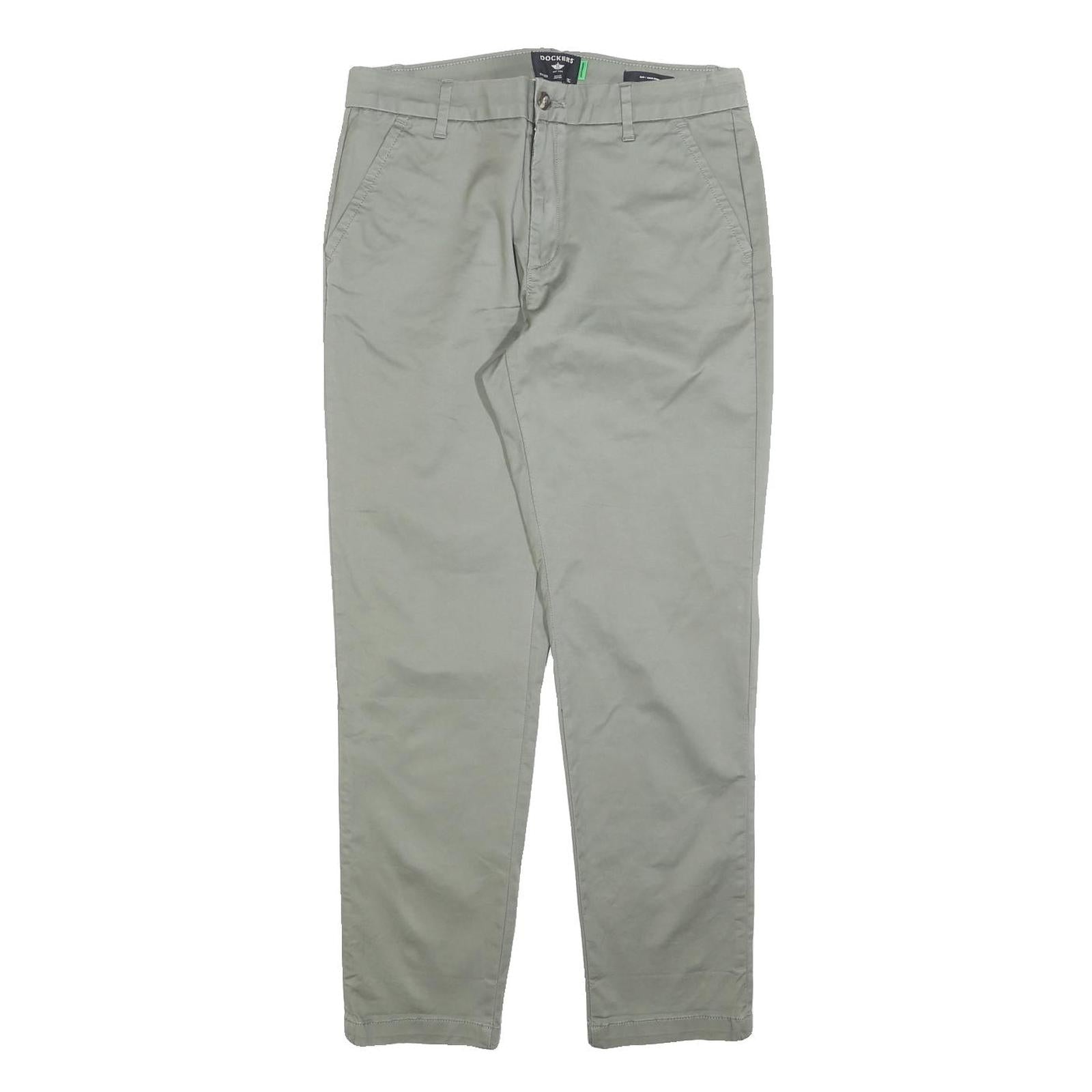 DOCKERS Womens Cotton Blend Slim Beige Trousers W30 L28 Classic Zip Pocketed