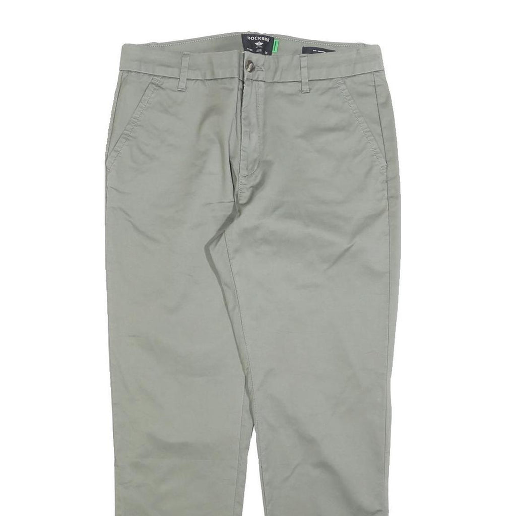 DOCKERS Womens Cotton Blend Slim Beige Trousers W30 L28 Classic Zip Pocketed