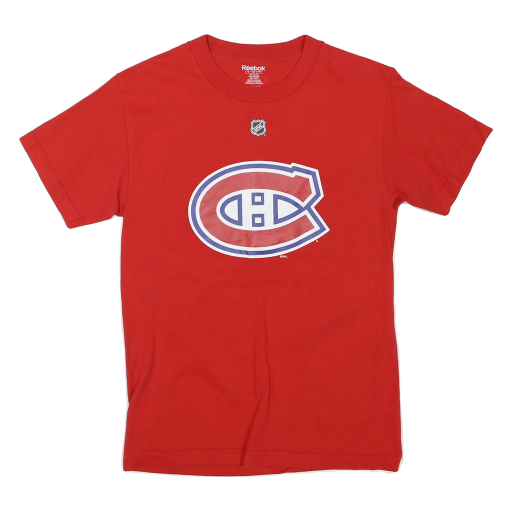 REEBOK Mens Red NHL Graphic T-Shirt S Short Sleeve Crew Neck Price 31 Print