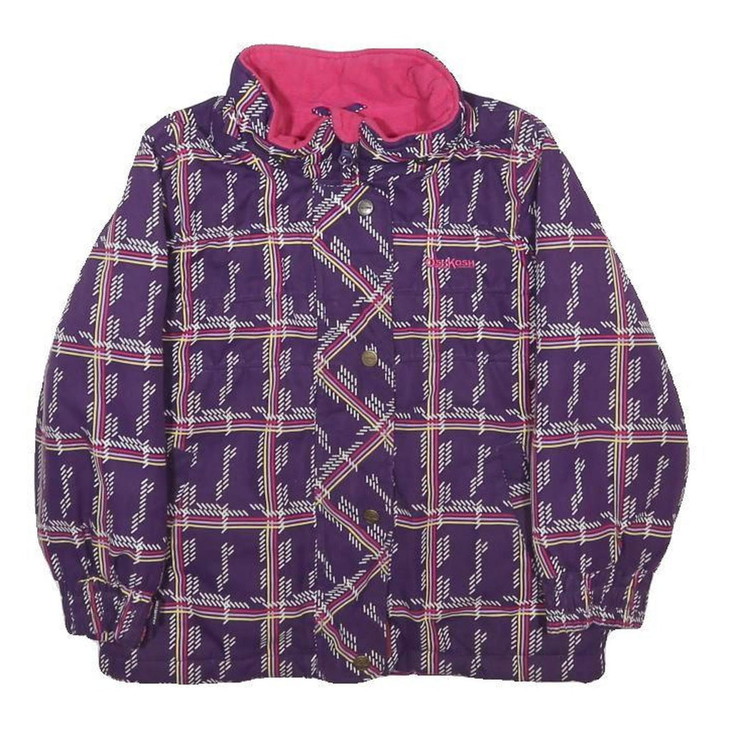 OSH KOSH Girls Purple Check Jacket 5Y Polyester Zip Long Sleeve Casual