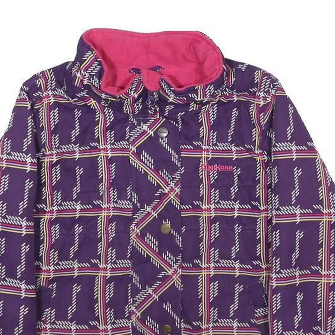 OSH KOSH Girls Purple Check Jacket 5Y Polyester Zip Long Sleeve Casual
