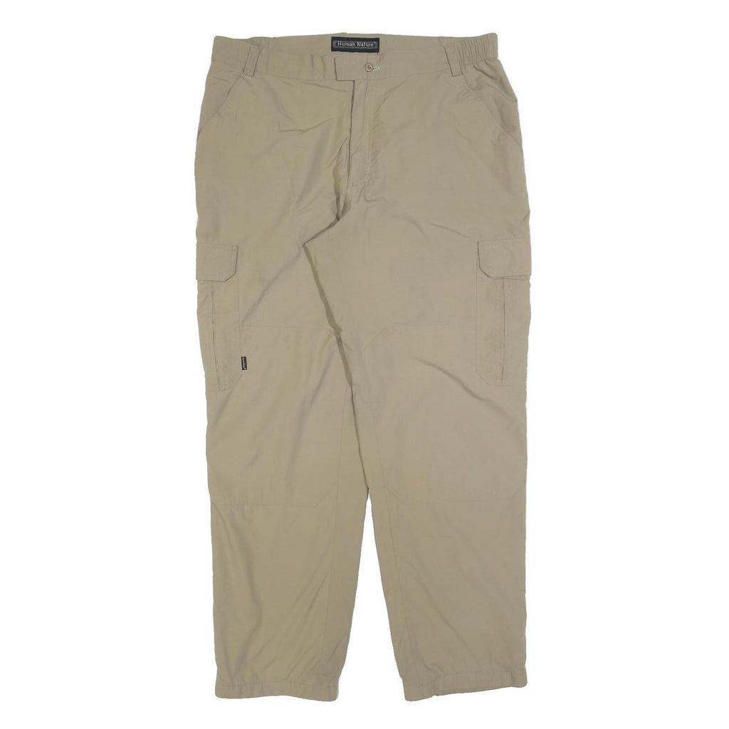 HUMAN NATURE Mens Regular Trousers Beige W36 L32 Cargo Zip Pocket Polyester