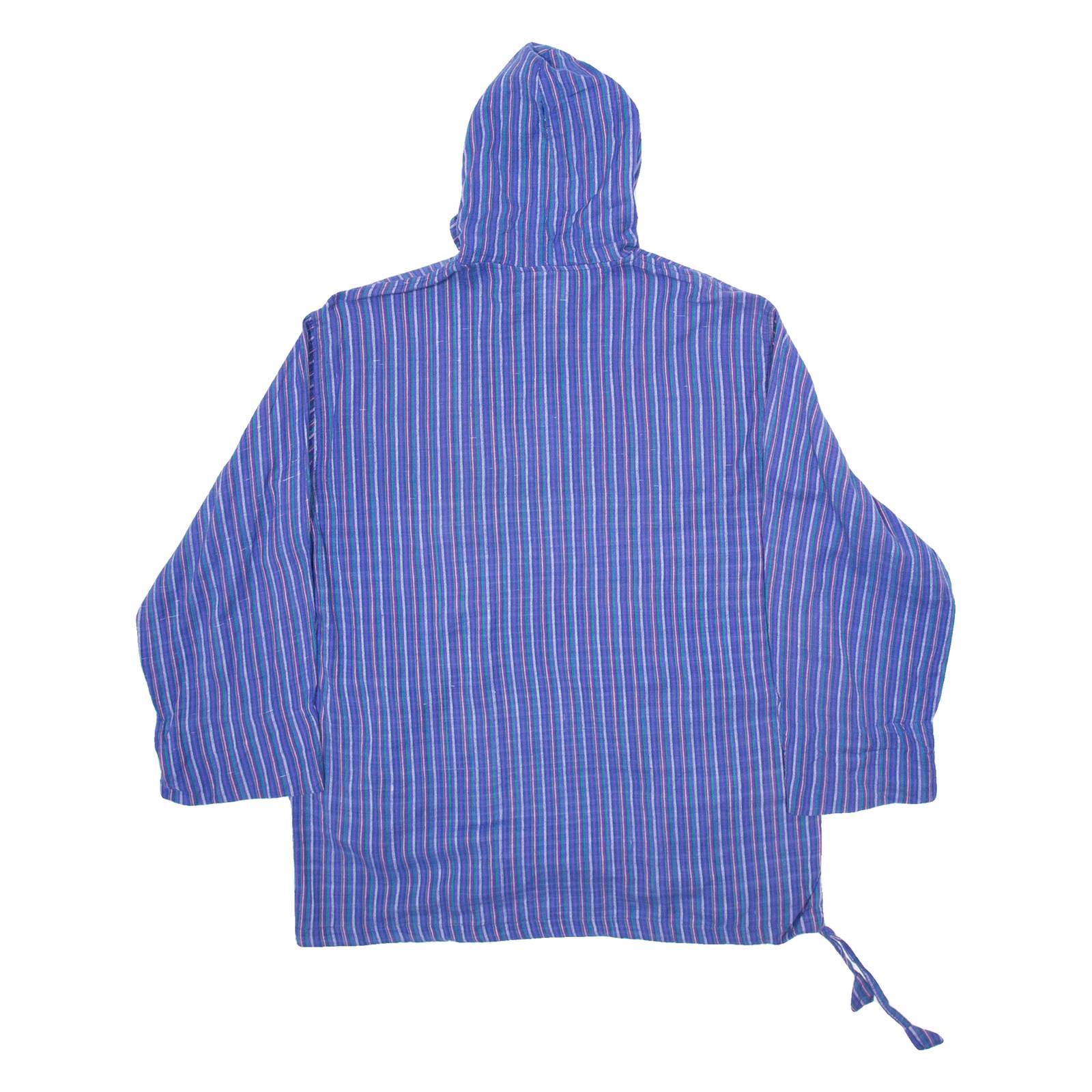 Womens Printed Blouse Blue Button Neck Long Sleeve Striped L