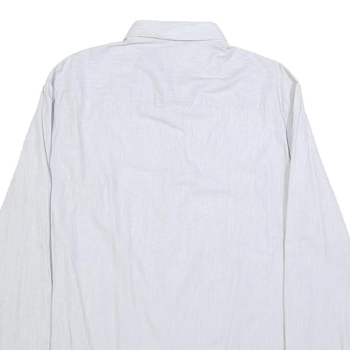 VERSACE Mens White & Grey Stripe Cotton Blend Shirt M Classic Fit Long Sleeve