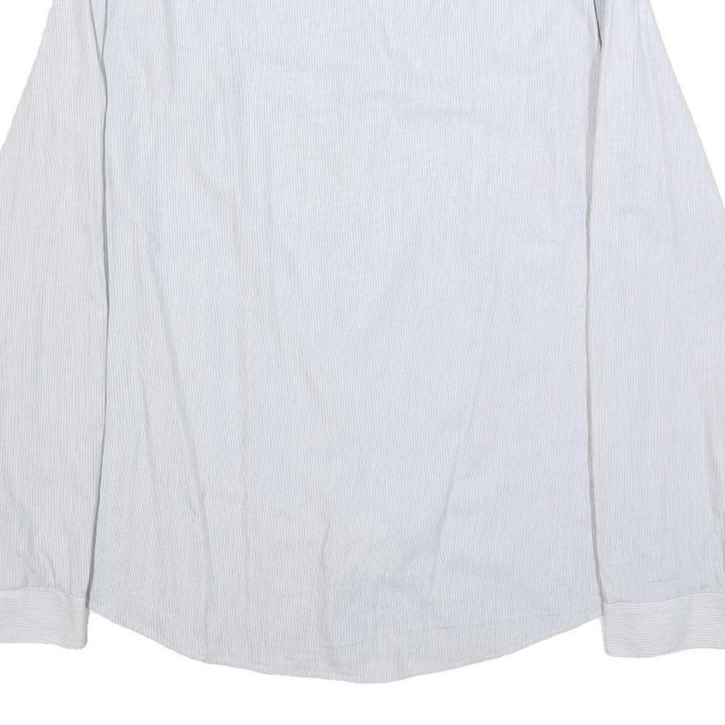 VERSACE Mens White & Grey Stripe Cotton Blend Shirt M Classic Fit Long Sleeve