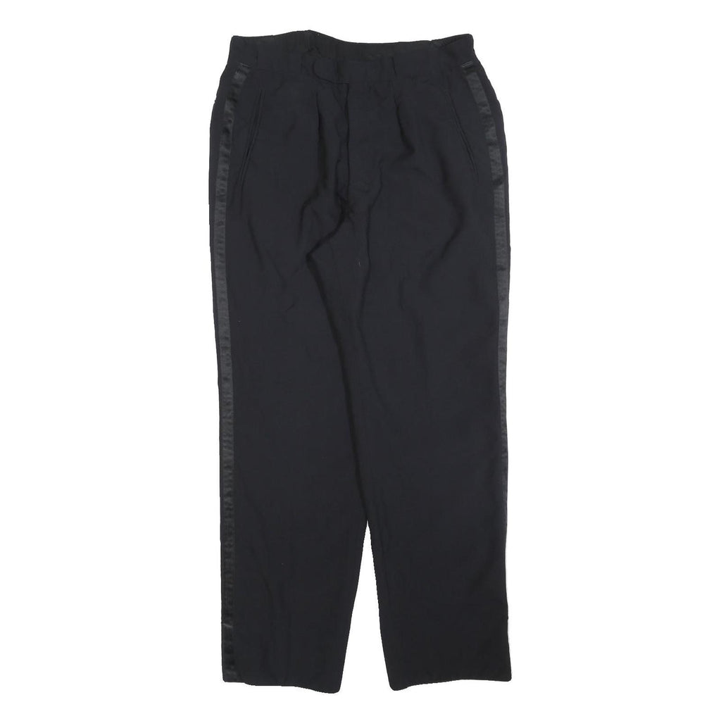 Black Mens Relaxed Trousers W32 L30 Zip Side Stripe Casual Everyday