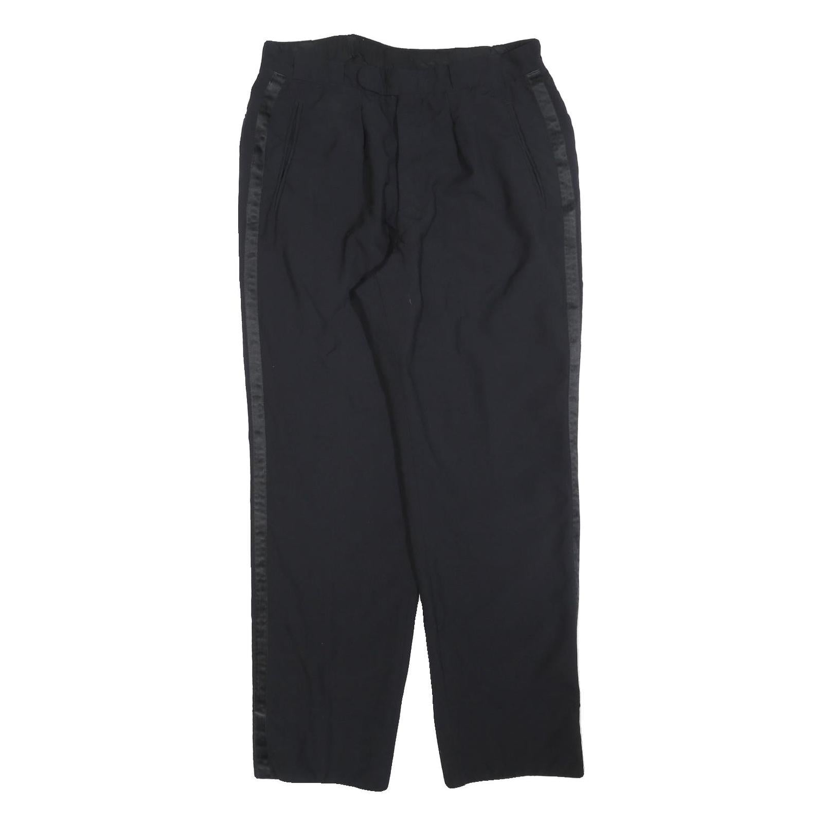 Black Mens Relaxed Trousers W32 L30 Zip Side Stripe Casual Everyday